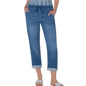 Liverpool Rascal-Cuffed ButtonFly Draw String Waist Elastic Back Women Jeans 8